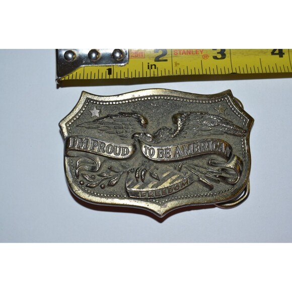 Vintage 1984 "I'm Proud to be American" USA Freedom Eagle Aged Belt Buckle Rare - Picture 7 of 7